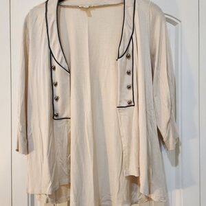 Silence + Noise Cream Cardigan with Black Trim
